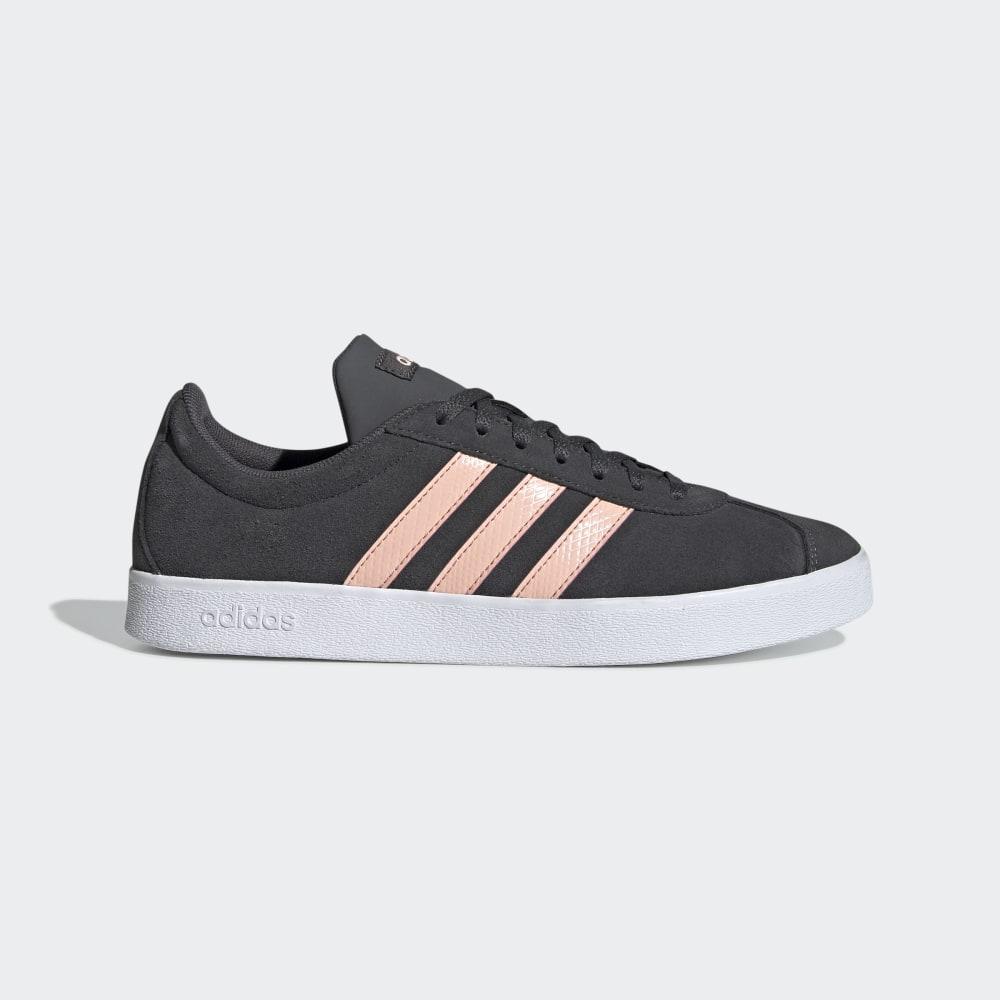 Adidas Women's VL Court 2.0 Skate Shoes Grey/Pink/White Ireland EE6786